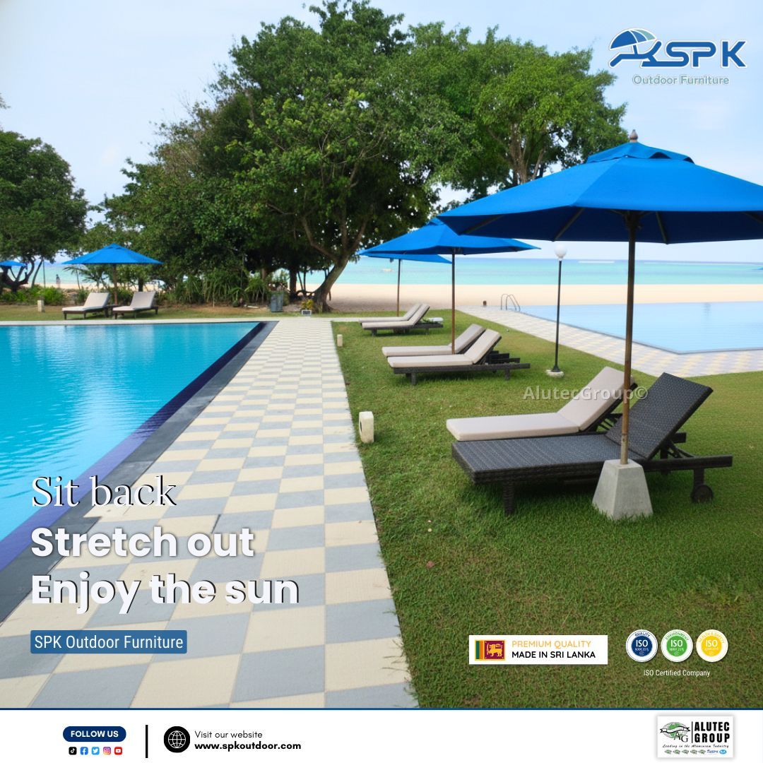 AlutecGroup's tweet image. Turn every afternoon into a holiday vibe. ☀️ Whether it’s by the pool or on the terrace, it’s time to sit back—Stretch out—Enjoy the sun. It’s the relaxation your garden deserves. Call us 076 138 7452  for a quotation. #Alutec #sunbed #poolsidestyle #islandliving #srilankatravel
