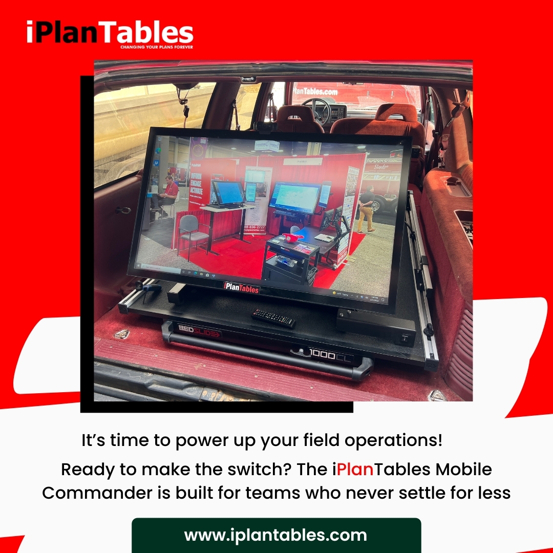 iPlanTables's tweet photo. Say goodbye to small screens in the field The iPlanTables Mobile Commander features a massive 43” touchscreen with electric tilt, built-in PC &amp; UPS backup — so your team stays powered and productive on any jobsite.

https://t.co/6IWTxqjqPm

#iplantables #mobilecommandcenter https://t.co/XhwXJJ4HCl
