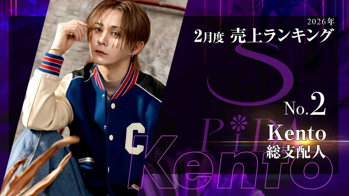 spida_sakito_gd's tweet image. 2026年2月度売上ランキング

no.2 🥈

総支配人　✨kento✨

#グルダン
#spida
#初回
#ホスト
#歌舞伎町
#担当探し
#イケメン