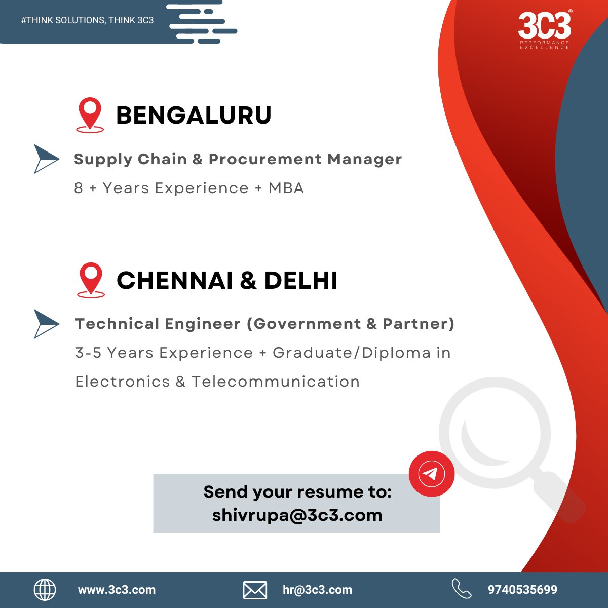 3C3PvtLtd's tweet photo. 📣 We Are Hiring!
📩 Send your resume to: shivrupa@3c3.com
🌐 Know more: https://t.co/CQeYwKFjrM
#WeAreHiring #CareersAt3C3 #JobOpenings #SupplyChainJobs #Procurement #TechnicalEngineer #TelecomJobs #BengaluruJobs #ChennaiJobs #DelhiJobs #ThinkSolutionsThink3C3 https://t.co/AbtW6dhmnx