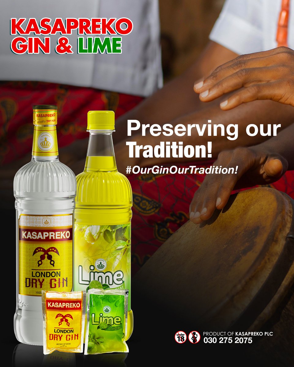 Kasaprekogh's tweet image. We carry the traditions of our ancestors into the celebrations of the modern world. It’s more than a drink; it’s a legacy, refreshed. Connect with us today.

#kasapreko #ghana #lime #gin #cocktails #tradigion #sustainability #business #goals #news #OurGinOurTradition #GhanaNews