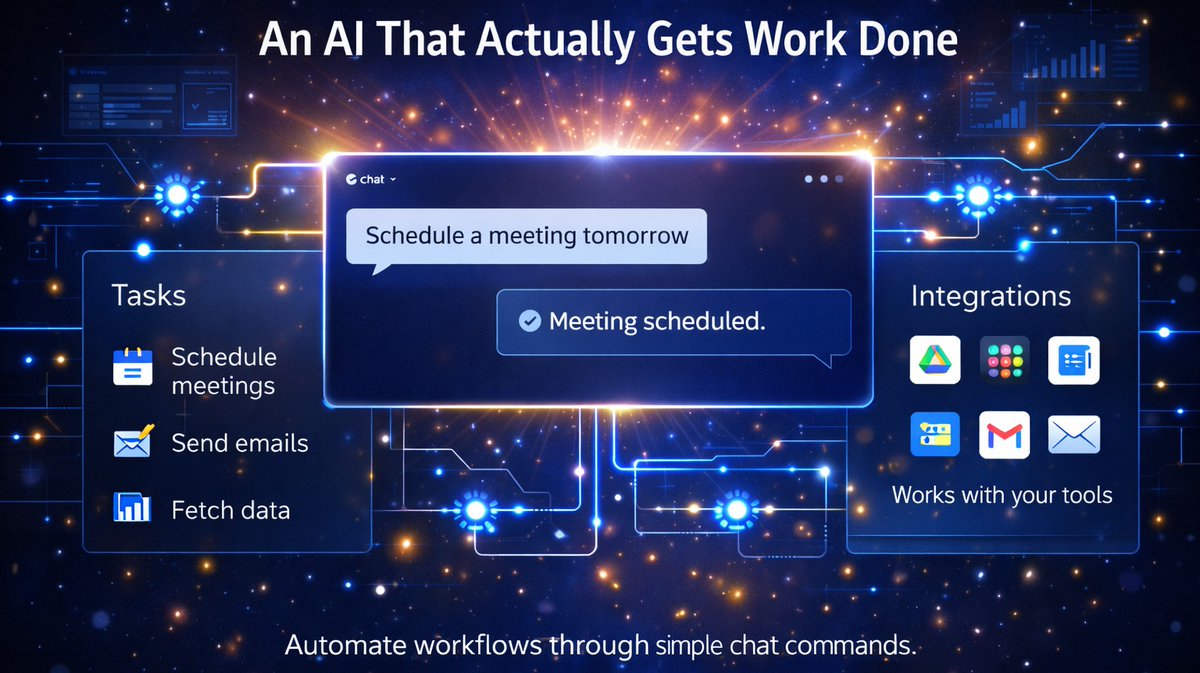 KingsManXds's tweet photo. An AI assistant designed to handle real tasks — from scheduling meetings to managing everyday workflows. Simple commands, automated execution.