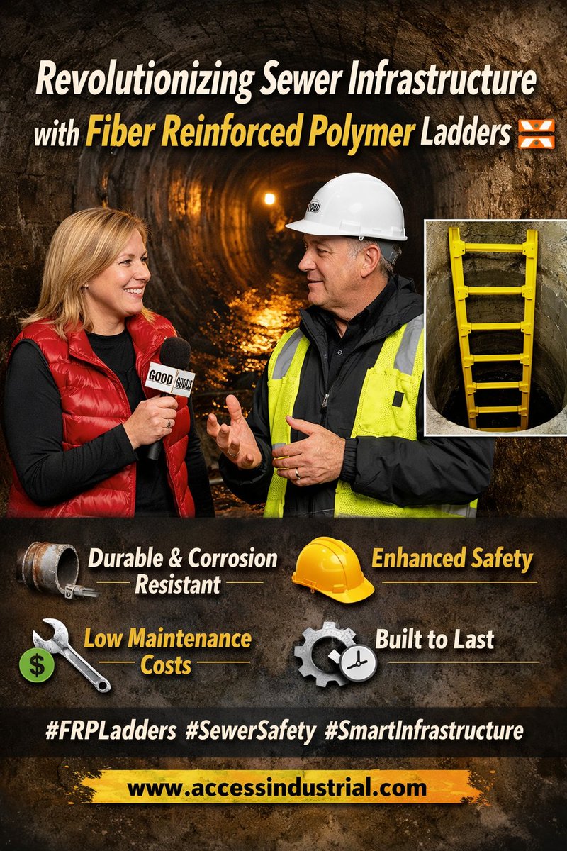 frpworkplatform's tweet image. In this insightful interview, Rachel Swiednicki from Good Roads speaks with Paul Veter of Access Industrial about Fiber Reinforced Polymer (FRP) ladders designed specifically for sewer systems.

youtube.com/watch?v=3xY2j3…

 #FRPLadders #SewerSafety #SmartInfrastructure
