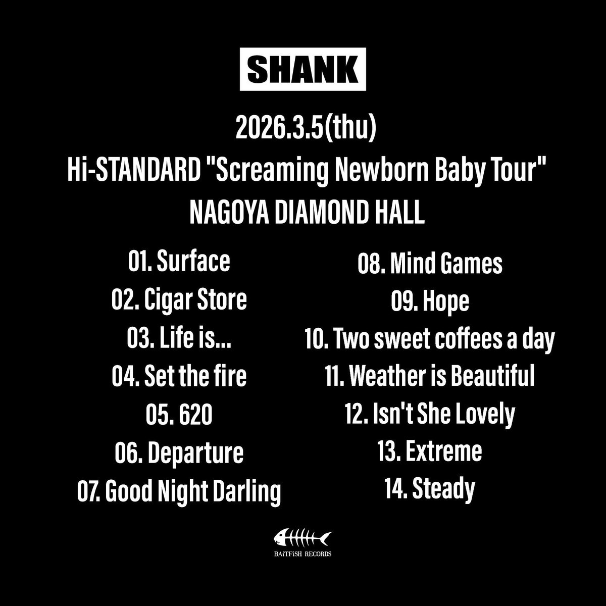 セットリスト】 2026/3/5(木) Hi-STANDARD 