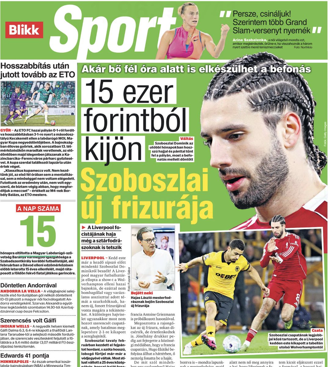 Just in case you're wondering how big a star Dominik Szoboszlai is in Hungary, a newspaper there has interviewed a series of hairdressers to ask about his new style...