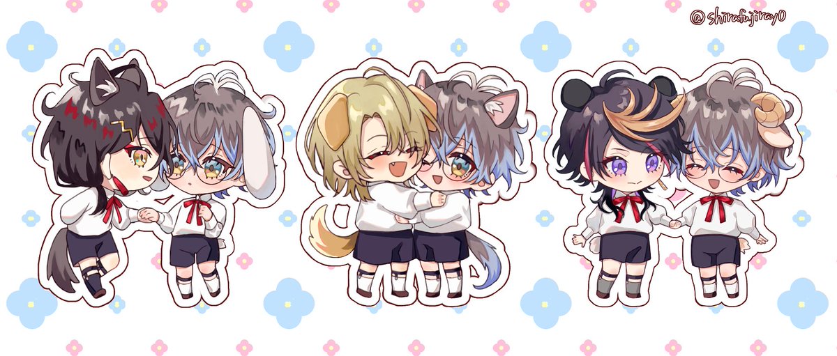 アクリルスタンド3種(仮)の絵柄です
❤️💙/💛💙/💜💙
#voxike #𝖫𝗎𝖼𝖺ke #shuike