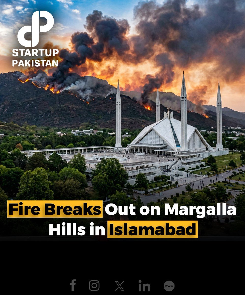Firefighters ascending Margalla Hills to combat blaze