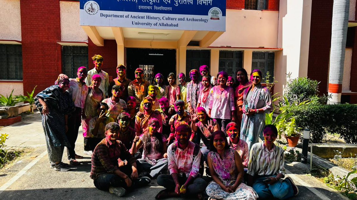km293170's tweet photo. Last semester holi celebrations 
Ancient history department university of allahabad 2026 https://t.co/bp3kaaZ3zJ