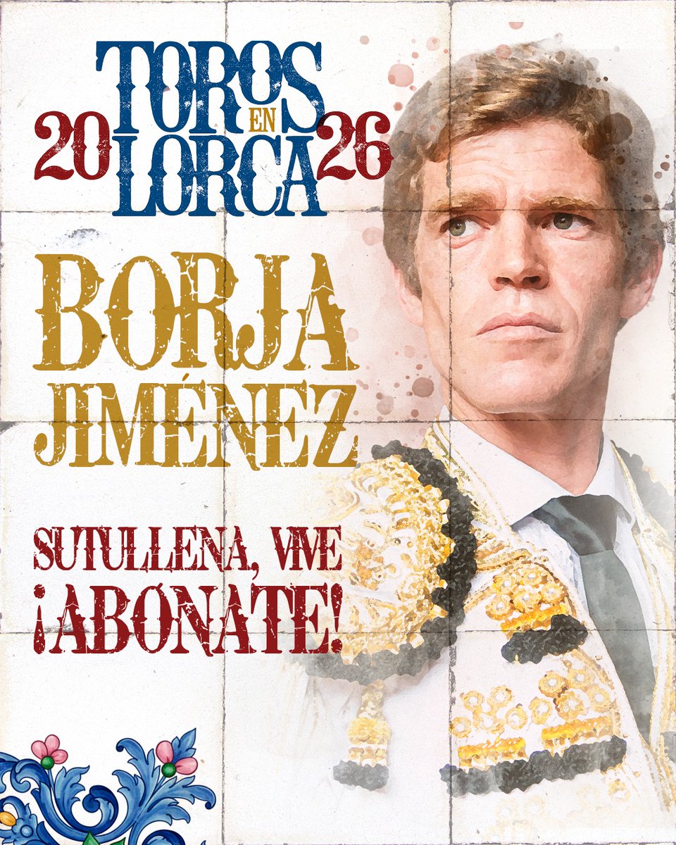 El triunfador de las últimas temporadas. Un torero en sazón, pleno de compromiso y regularidad: Borja Jiménez estar en Lorca el 9 de Junio.

🚨 Tus 𝗔𝗕𝗢𝗡𝗢𝗦 en las Taquillas del Teatro Guerra.

📲🎟 Venta online: bacantix.com/entradas/webfo…

#Unlujodetemporada 
#SutullenaVive