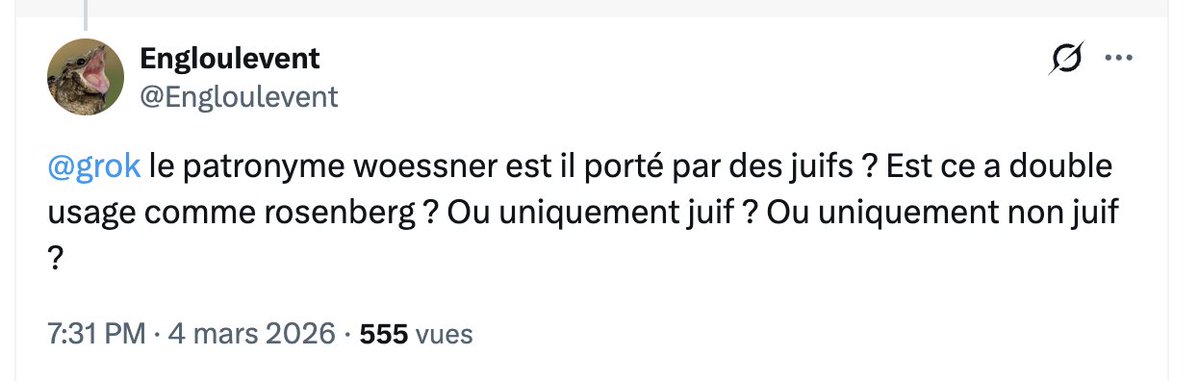 Cette obsession antisémite piur mon patronyme devient franchement flippante...