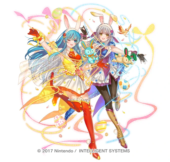 「手を携えし春兎 エイリーク」 担当させていただきました 今年もまたまた有難いことに描かせていただいております。 ぬいものモチーフのエフェクトがお気に入りです I illustrated "Eirika: Spring's Hand in Hand" for Fire Emblem Heroes. Happy Easter! #FEHeroes #FEヒーローズ