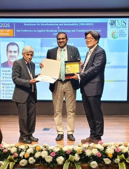 csiriict's tweet image. Congratulations to Dr. S. Sridhar!
He has been conferred the IMS Fellow Award by Indian Membrane Society (IMS).
@CSIRIndia @IndiaDST @AcSIR_India @CSIR_NIScPR 
#EnvironmentalScience #chemicalengineering #MembraneTechnology #awards #csiriict