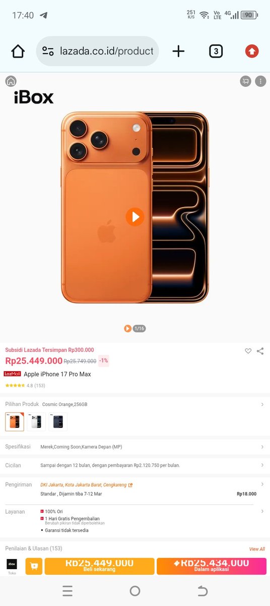 satyabaskaraa's tweet photo. IPhone 17 Diskon lagi rame banget di lazada banyak yang nunggu momen ini buat upgrade hp impian pas lazada 3.3 ramadan mega sale diskonnya berasa banget jadi makin pengen checkout sekarang sebelum kehabisan stoknya
https://t.co/95ppfyGPq4 https://t.co/z2g2fZeSJT