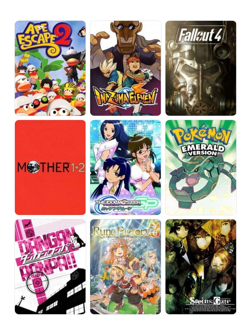 Geppei315's tweet photo. 私を構成する9つのゲーム
#My9Games #私を構成する9つのゲーム
https://t.co/Liv3fCowDv
ゲームってよりIP感つよい。構成するとか言われちゃうとそうなりがち https://t.co/w32YQVaX8b