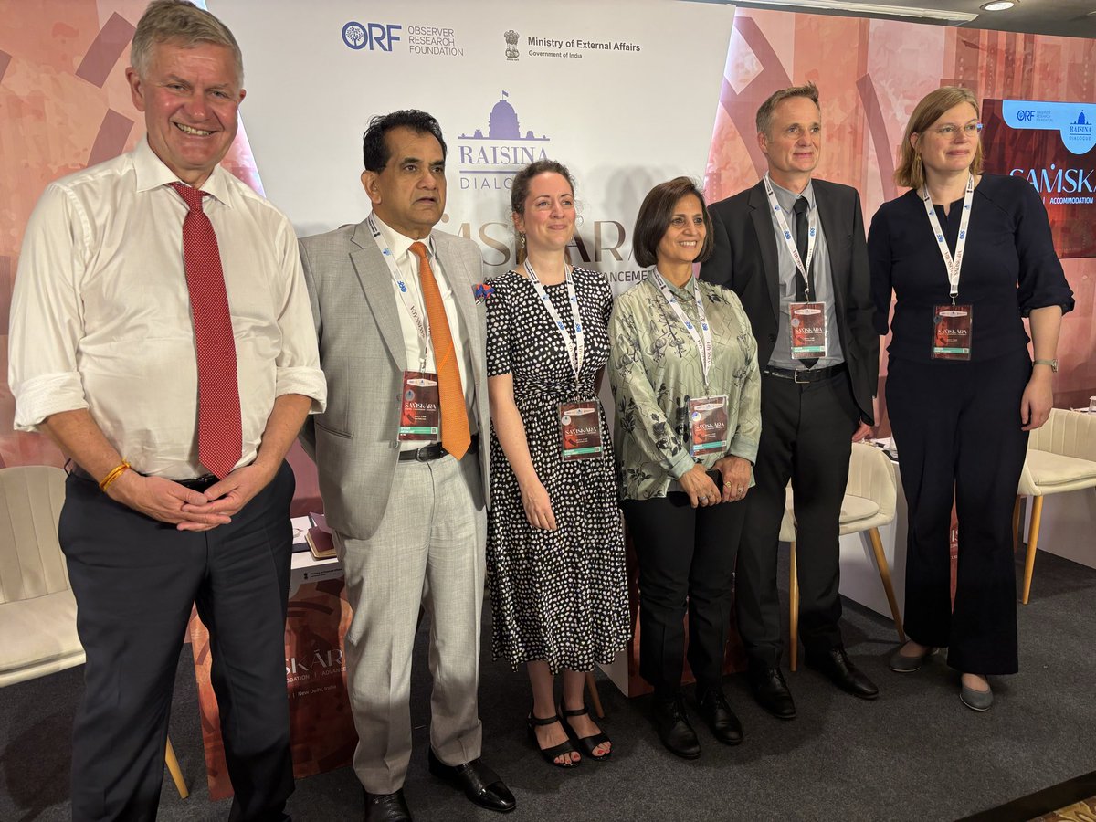ErikSolheim's tweet photo. Renewables are key to energy security in India 🇮🇳 - and globally!

The Raisina Dialogue is opening in Delhi. Raisina is the number one Indian forum for foreign policy exchanges. The timing could not be more prudent with the backdrop of the Iran war.

I attended an opening panel on climate and geopolitics.

It’s a lot to celebrate in India. The nation last year become the third largest renewable producer. Coal emissions declined for the first time. Good policies from the Modi government and a vibrant business scene is driving rapid development of solar, wind and hydropower.

And of course the sun is Indian, the wind is Indian and the rivers are Indian. Whenever India develops renewables it becomes a little less vulnerable for global market volatility or issues like potential closing of the Hormuz strait.