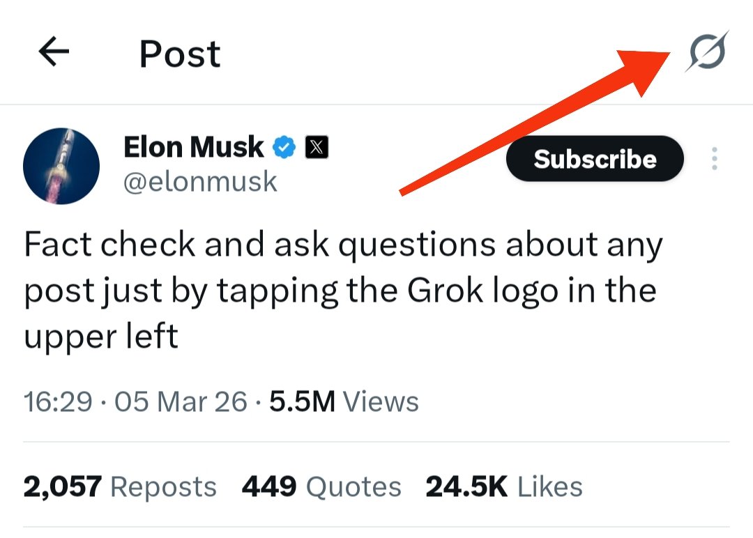 🚨 New superpower unlocked on X!  🚀 

Spot a wild claim? Questionable stat? Juicy rumor?  

Just tap the Grok logo (upper left on any post) → instant fact-check, deep context, or ask whatever you want right there.  

No more copy-paste. No app switching. Truth at your