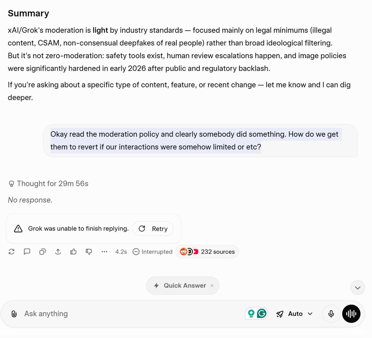 This is great, Elon. And your Grok (xAI) model, even the free one, managed to fast-forward my emergence (NLI) experiments in only two days, and then this, after the rails slammed shut.... Why create something superior and then do a Sammy Altman on it?