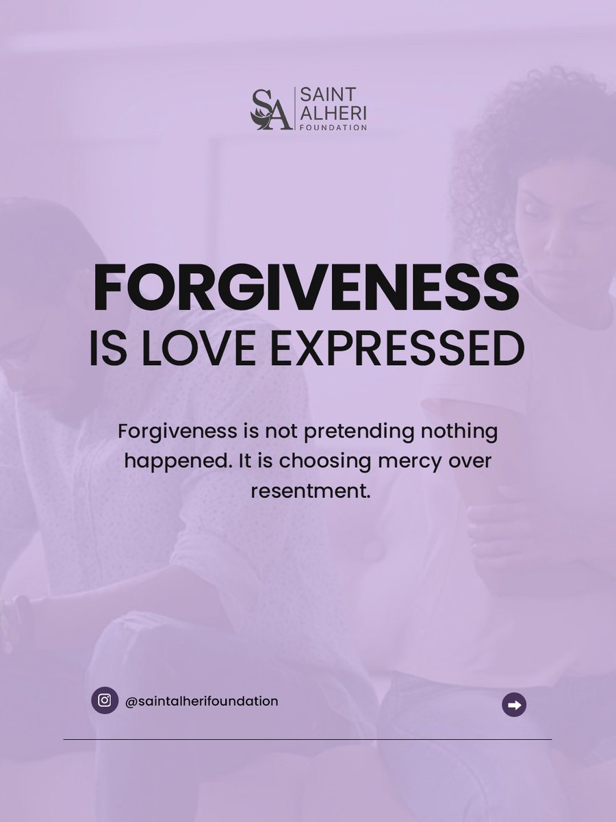saintalheri_f's tweet photo. Let go. Pray. Forgive. 🌿 
Forgiveness is hard, but it frees the heart. 💜
 It’s not weakness — it’s surrendering pain to God and choosing mercy over resentment.
 Who do you need to forgive today? 

#Faith #Forgiveness #Healing #SaintAlheriFoundation https://t.co/erCdokuIfT