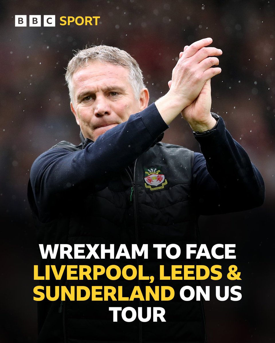 Wrexham have announced a summer tour of the US where they will play Premier League sides Liverpool, Leeds and Sunderland ⚽️

#bbcfootball