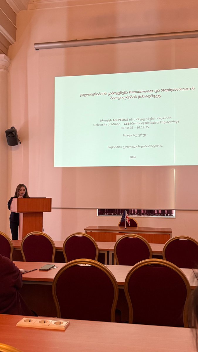 ASCLEPIUSproj's tweet photo. Early-career scientist Sopho Sturua shared insights from her research exchange at the University of Minho 🇵🇹 with researchers at the G. Eliava Institute.

She studied phage activity against Pseudomonas aeruginosa and Staphylococcus aureus biofilms.

https://t.co/FS8L9QmKr7 https://t.co/ZqEDLojlhK