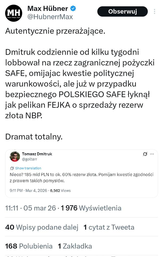 Polityczna kanalia i szmata czyli <a href="/HubnerrMax/">Max Hübner</a> w całej okazałości.
Zjebany idiota nie mający zielonego pojęcia o SZ.

<a href="/goltarr/">Tomasz Dmitruk</a> zawsze pisał apolitycznie o problemach SZ czego takie gnidy nie potrafią w swym małym rozumku zajarzyć.

Tfu, splunąć nawet nie warto.

#ForumMilitarium