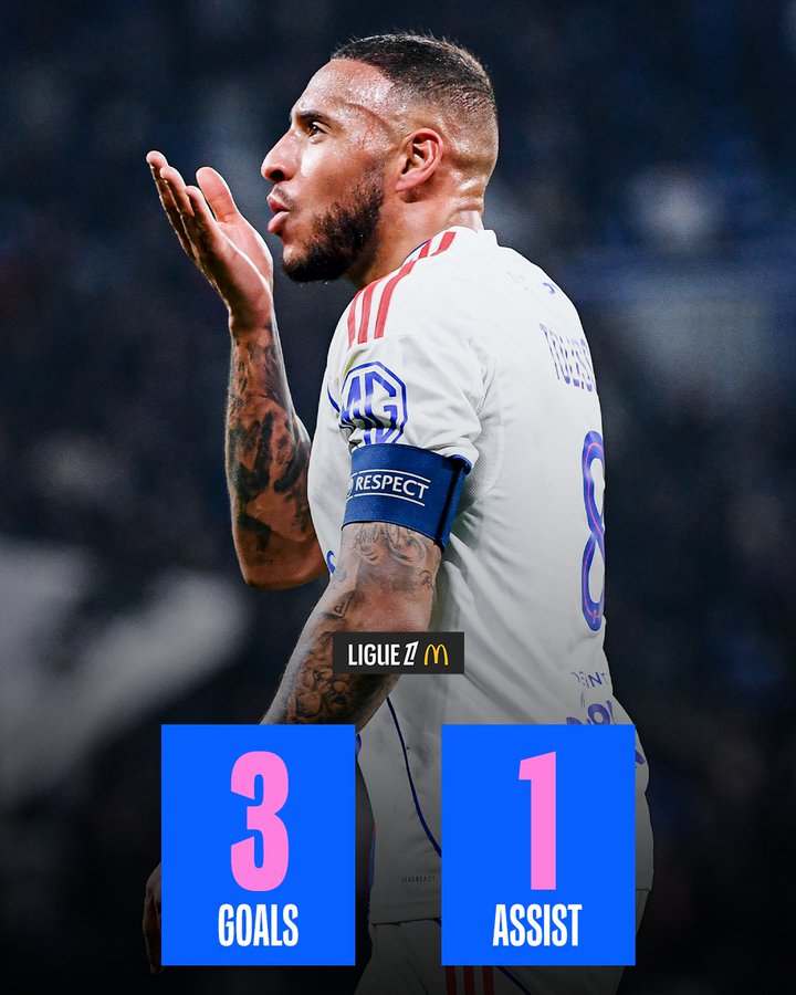 توليسو يتألق مع ليون في مبارياته الأربع الأخيرة. سجل 3 أهداف. صنع هدف. المصدر 