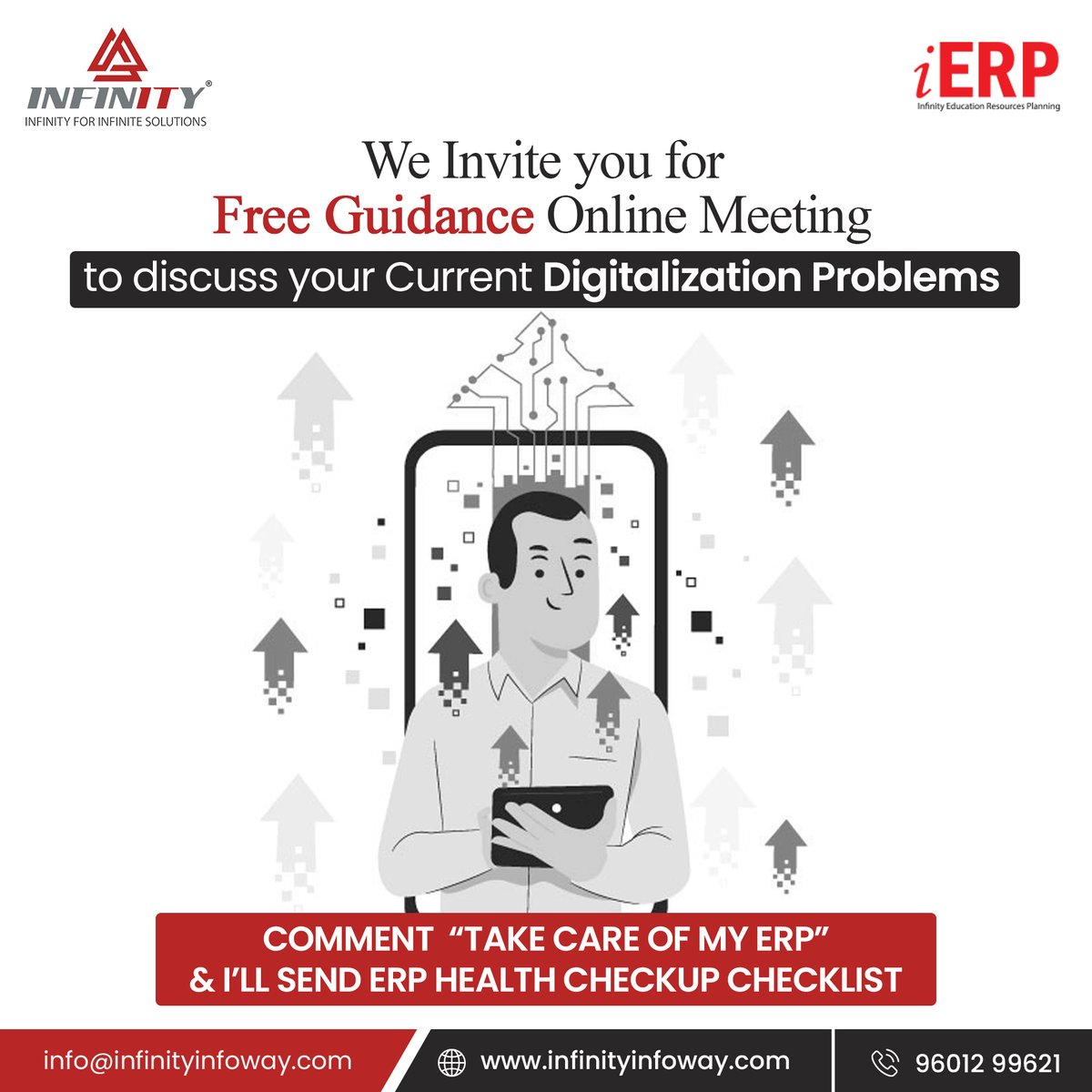 InfinityInfoway's tweet photo. We Invite you for Free Guidance Online Meeting to discuss your Current Digitalization Problems

COMMENT "TAKE CARE OF MY ERP" &amp; I'LL SEND ERP HEALTH CHECKUP CHECKLIST

Visit our website for more details
https://t.co/qC7oEKzWz0

#infinityinfoway #infinity #educationerpsoftware https://t.co/IlkEBsdnmo