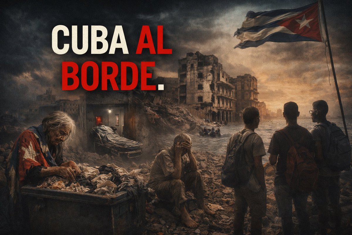 CUBA AL BORDE.

Apagones interminables.
Hospitales sin medicamentos.
Ancianos buscando comida en la basura.
Jóvenes escapando del país.

El régimen sigue hablando de “resistencia” mientras el país se desmorona.

Una pregunta para quienes aún defienden el sistema:

¿Hasta cuándo