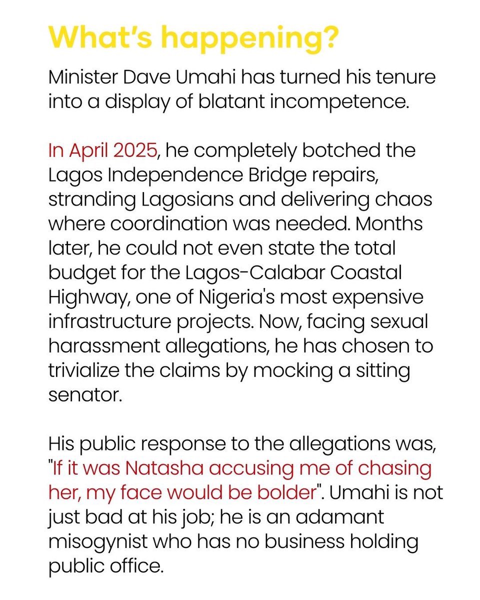 Dave Umahi is not just bad at his job; he is an adamant misogynist who has no business holding public office.