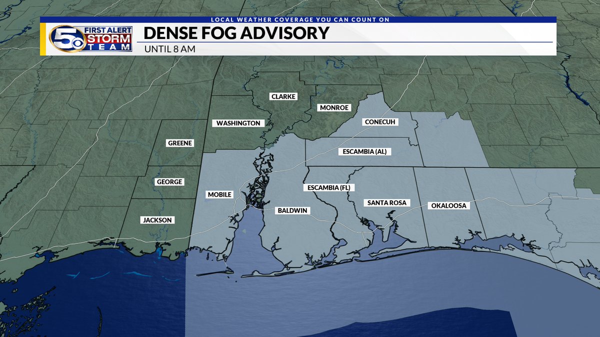 There is a DENSE FOG ADVISORY for some of the News 5 area until 8 AM ...
