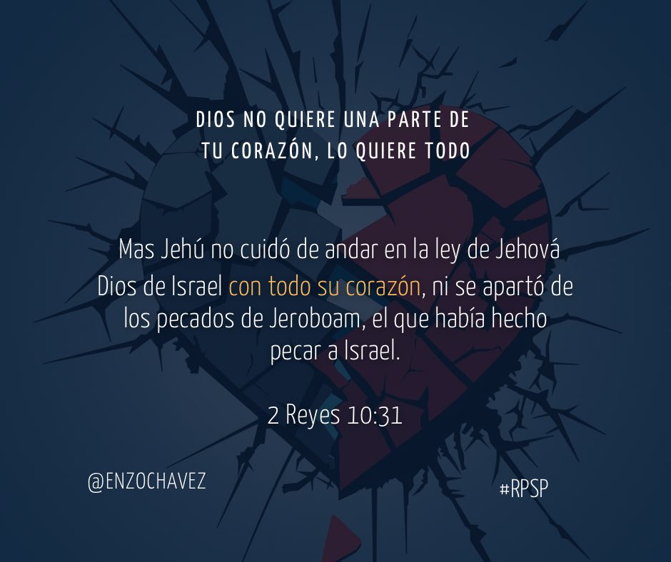 2 Reyes 10
Jehú destruyó templos de Baal, pero no cambió su corazón. Esto revela una lección profunda: podemos hacer reformas externas sin experimentar transformación interior. Dios no solo quiere cambios visibles; Él quiere un corazón rendido completamente a su voluntad. #rpsp