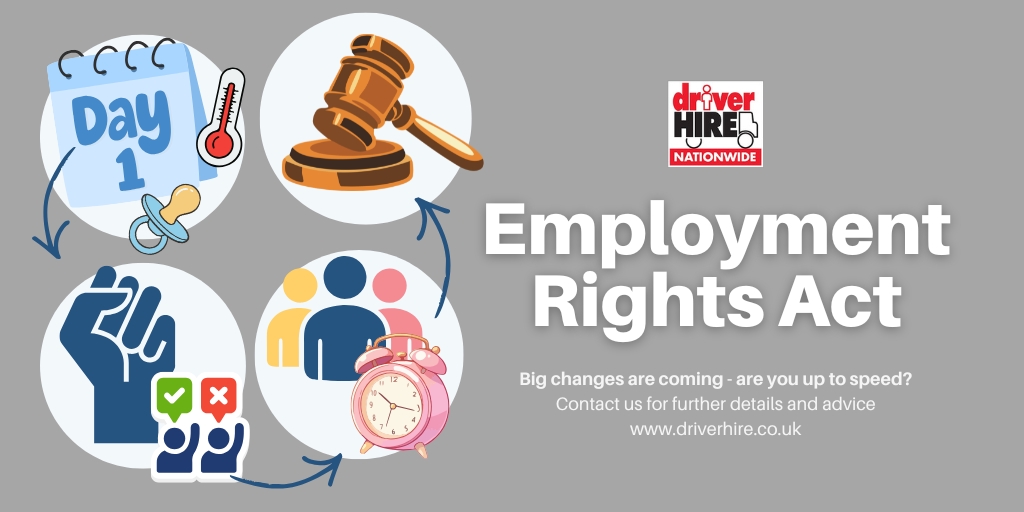 DriverHireLuton's tweet photo. #EmploymentRightsAct new rules on:
Day-one rights (SSP &amp; family leave)
Industrial action processes
Zero hours &amp; predictable working
New duties on harassment &amp; dismissal
… and more to follow. If staffing challenges are keeping you awake, call us on 01582 320461 https://t.co/XTGkbb0FAr
