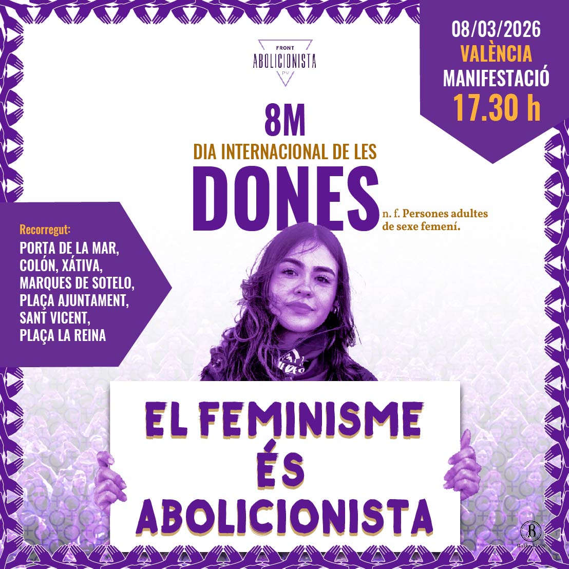 Nuevo horario para la manifestación del 8M: hemos conseguido que nos respeten recorrido pese al intento de boicot del <a href="/AjuntamentVLC/">Ajuntament València</a>