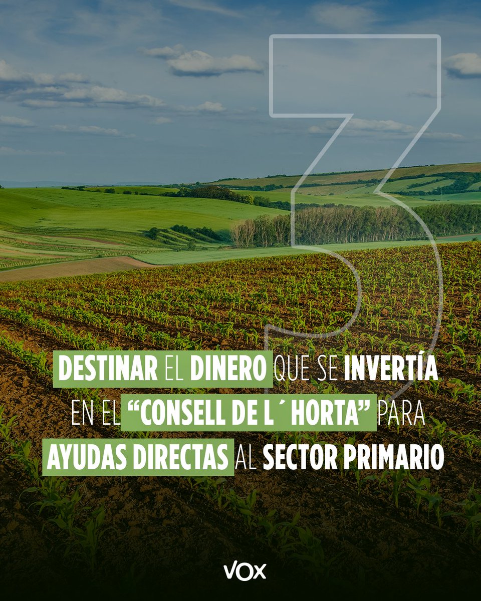🚜 VOX consigue que el PP valenciano se reafirme en su rechazo al Pacto Verde Europeo.

🚨 Una exigencia de VOX en el acuerdo de investidura del presidente Pérez Llorca para frenar las políticas climáticas que arruinan al campo valenciano.