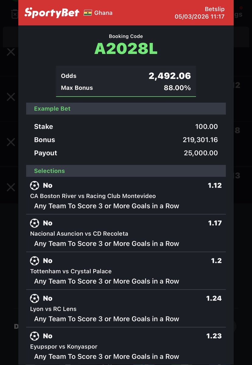 REDHOOD_1111's tweet image. 3+ goals streak “no” (2.4k ODDS)

We won 1 ticket💥 on 1 of the split sheet yesterday. today we win again 

Will drop the edits on telegram