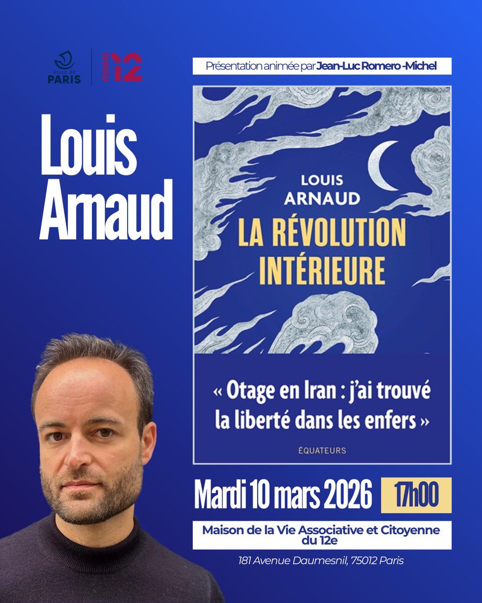 Mardi 10 mars à 17h, en partenariat avec la <a href="/Mairie12Paris/">Mairie du 12e</a>, retrouvons-nous à la Maison de la Vie Associative et Citoyenne du 12e arrondissement de Paris pour une rencontre avec Louis Arnaud, ancien habitant du 12e, autour de son livre « La Révolution Intérieure ».

L’occasion de