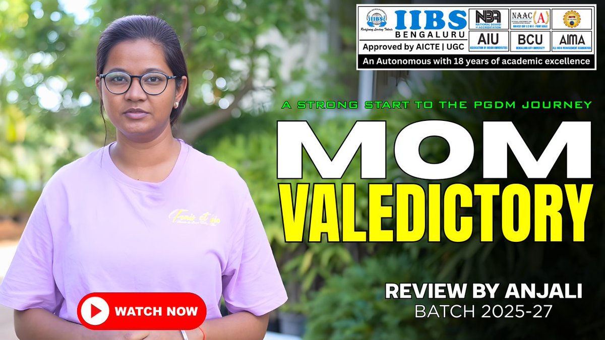 iibsonline's tweet image. MOM Valedictory Review by Anjali, PGDM Batch 2025-27 | IIBS Bengaluru youtu.be/_rw1yDTSQMA

#PGDMJourney #MOM2025 #IIBSBangalore #AdventureLearning #NandiHills #IshaFoundation #Adiyogi #newbeginnings