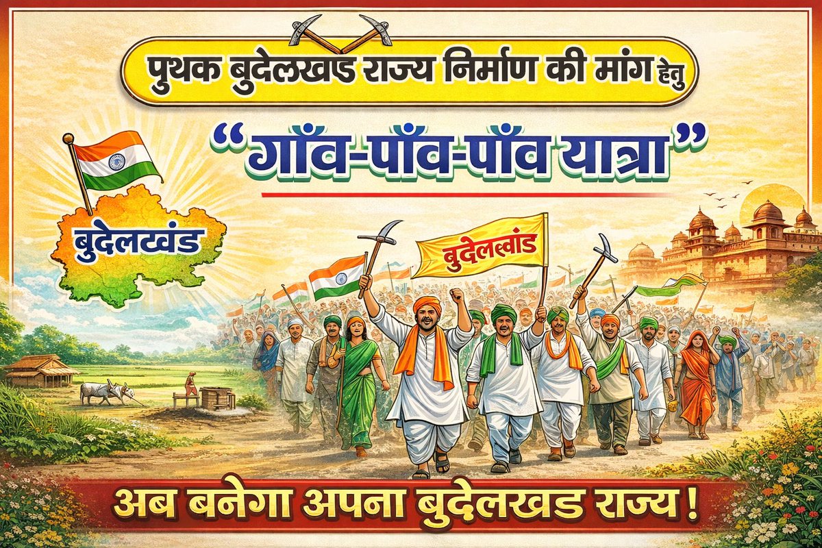 <a href="/narendramodi/">Narendra Modi</a> <a href="/PMOIndia/">PMO India</a> <a href="/AkashvaniAIR/">Akashvani आकाशवाणी</a> #बुंदेलखंड_राज्य_बनाओ 
जिला बांदा के जसपुरा ब में  दिनांक 06 मार्च 
🔶 पृथक बुंदेलखंड की मांग को लेकर
🔶 गांव–गांव, पांव–पांव पैदल यात्रा
🔶 जसपुरा ब्लॉक के विभिन्न ग्रामों में जनसंवाद 
 #मेरी_माटी_मेरा_तीर्थ #BRS #bundelkhand #VHP #rss #ABVP #Fatehpur #फतेहपुर #बुंदेलखंड #BJ