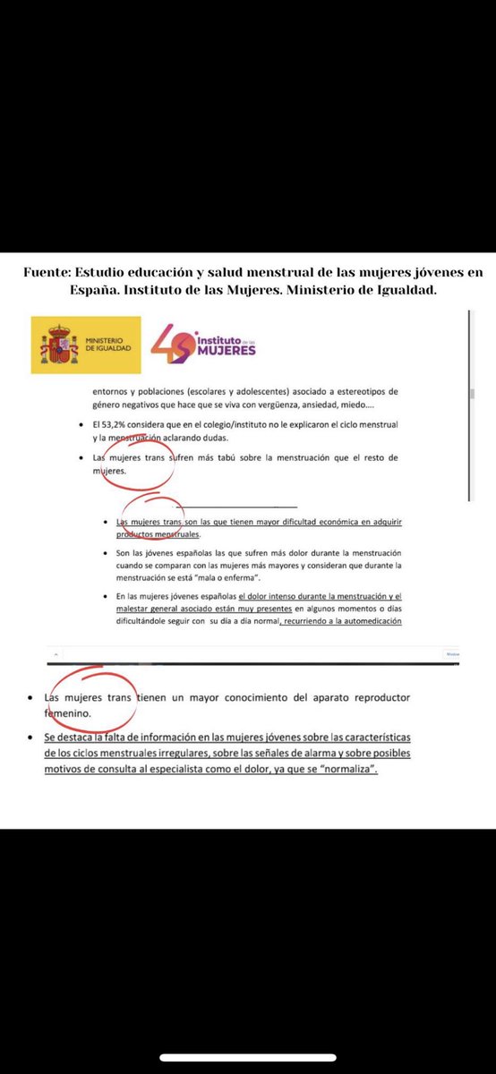 "Mujer trans" solicita baja por menstruación: 'Mi dolor es válido'". Recordemos que <a href="/InstMujeres/">Instituto de las Mujeres</a>, bajo la dirección de Toni Morillas, dedicó casi 10 000 € a un estudio que decía esto: