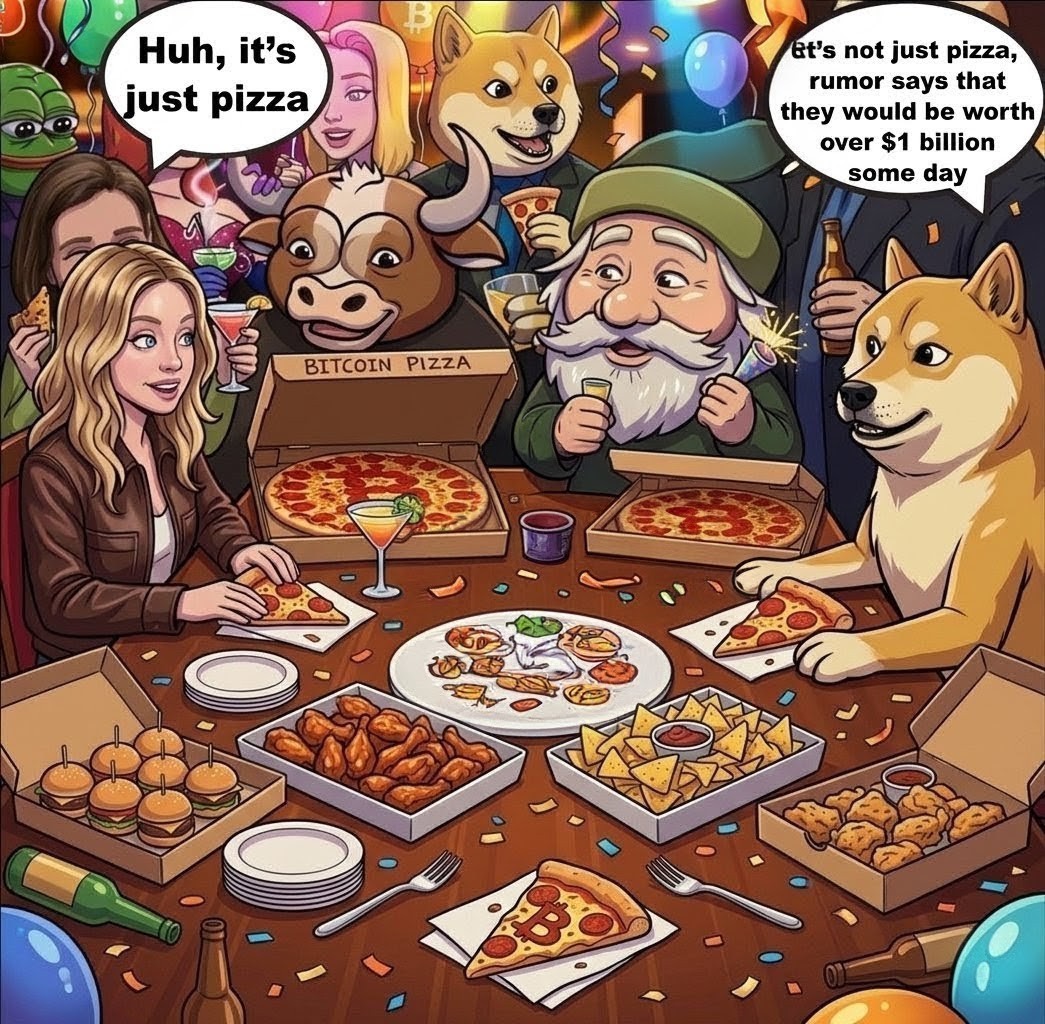 She thought it was just pizza,
It's not just pizza , it's BTC $PIZZA , now it's one of the most expensive purchase in the world.