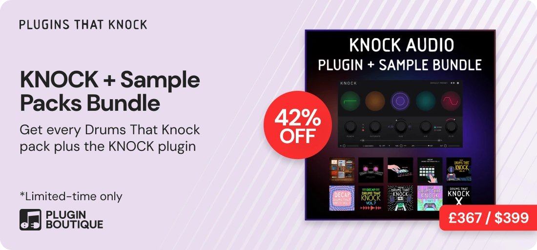 【PLUGINS THAT KNOCK KNOCK + Sample Packs Bundle Sale】
세일 기간: 3월 31일까지
할인율: 42% 할인
🥊 KNOCK + Drums That Knock 번들: 비트를 진정으로 "울려 퍼지게" 할 결정판.
본 번들에는 「Drums That Knock」 시리즈의 모든 샘플 팩과 플래그십 플러그인 「KNOCK」이 포함되어 있습니다.
