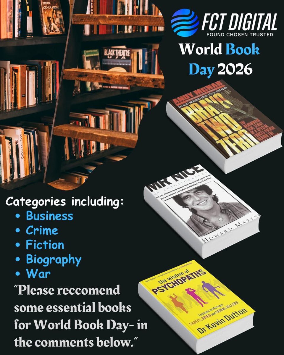 fctdigital's tweet photo. As it’s World Book Day I wanted to share three books that have really stuck with me: 

💬Now I want to hear from you! 
What books stick in your mind . 

📝 Pop your recommendations in the comments below – I’d love to see what’s on your shelves! 

#WorldBookDay2026 https://t.co/OnmxsvDTDa
