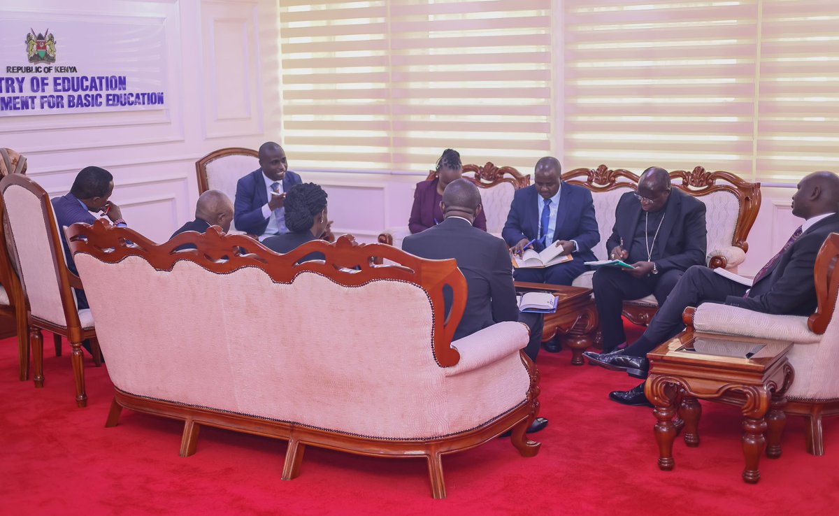 JuliusKBitok's tweet photo. This morning I hosted the Kenya Catholic Bishops Commission for Education and Religious Education, led by its Chairman, Rt. Rev. Bishop Mark Kadima, for a constructive engagement on the future of education in our country.

Our discussion focused on strengthening the longstanding Church–State partnership in education through mutually accommodative regulations, policies, and practices. We also addressed key issues raised by the Church, including concerns around the Basic Education (Amendment) Bill, the management of the CBE transition to ensure equitable distribution of Grade 10 learners, and the need to safeguard the future of some C3 and C4 senior schools that risk under-enrollment.

Bishop Kadima, who also serves as the Bishop of Bungoma Diocese, further highlighted the importance of policies on school uniforms that balance learners’ constitutional rights with the ideology and deeply rooted culture of sponsor institutions.

I reaffirmed the Government’s appreciation of the Catholic Church, and indeed all faith-based organizations, as critical stakeholders in Kenya’s education sector. We value their continued investment and commitment to shaping the future of our learners, and we remain open to ongoing dialogue and collaboration to enhance quality education for all #ElimuThabiti