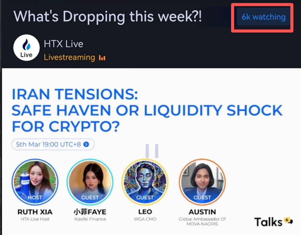 W3growthagent's tweet photo. 🎙HTX Live with CMO of WGA hit 6K+ viewers! 🚀

Overwhelming response to the discussion on Iran tensions &amp; crypto markets.
Catch Leo's take on how verifiable data is shaping Web3's future. 🔥
https://t.co/3VlF0wut3n
#WGA #HTXLive #CryptoMarkets https://t.co/2YpI54DGux
