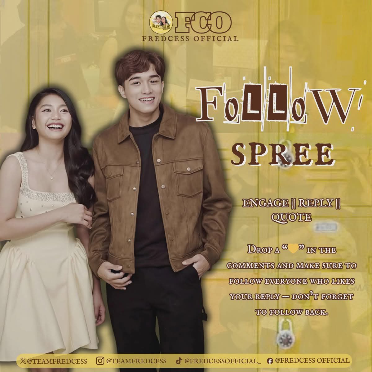 ‼️ FREDCESS FOLLOW SPREE ‼️

Calling all Predzels who still have under 100 followers — don’t worry, we got you! Let’s help each other reach 100 so everyone can join the trending party! With Fred and Princess’ upcoming projects/events, we need to unite and be ready to join our