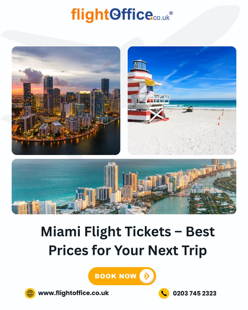 flightofficeuk's tweet photo. ✈️ Miami Flight Tickets – Best Prices for Your Next Trip! 🌴

Fly to Miami with unbeatable fares and easy booking. Plan your beach getaway today and save on your next adventure.

📞 Call: 0203 745 2323
🌐 https://t.co/o3sTk3ZlcP
#MiamiFlights #FlightDeals #Travel ✈️ https://t.co/5204dUkIcT