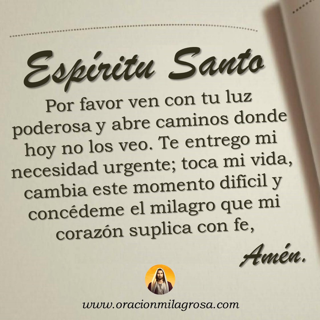 oracion_milagro's tweet photo. ORACIÓN AL ESPÍRITU SANTO PARA PEDIR POR UN MILAGRO URGENTE: Espíritu Santo de Dios, necesito tu ayuda hoy. Por favor derrama tu gracia, mueve lo imposible y concédeme el milagro que clamo con un corazón humilde y confiado.

Mira este vídeo en: https://t.co/rXinE3Cym4 ✨