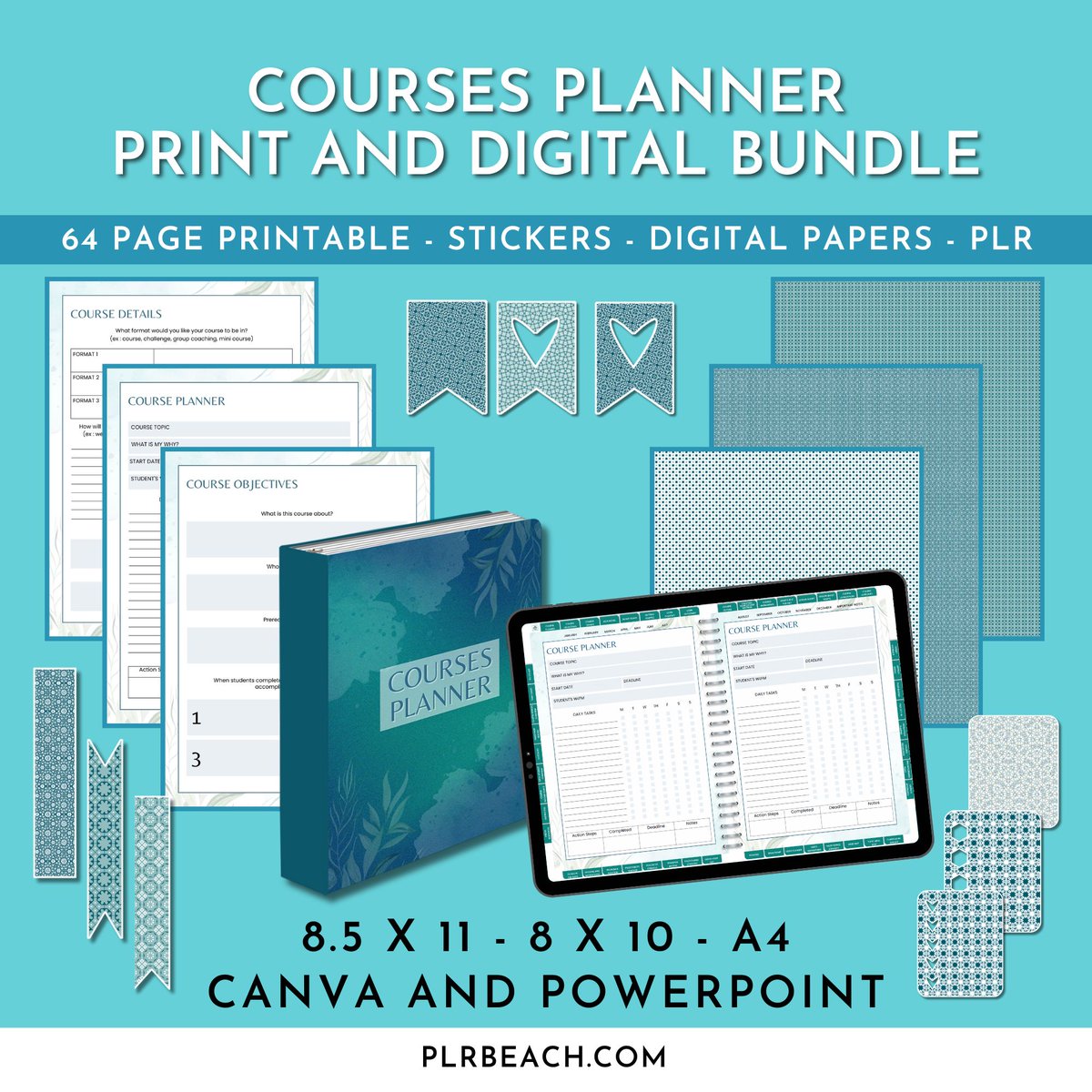 New from Becky Beach! "Course Print and Digital Planner" PLR Bundle" If you’ve been wanting a faster way to add a new planner to your shop without creating one from scratch, this could save you a lot of time. Coupon: COURSE10 saves $10 members.plrbeach.com/aff/go/loriet?…