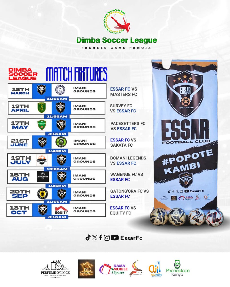 essar_fc's tweet photo. 𝐃𝐈𝐌𝐁𝐀 𝐋𝐄𝐀𝐆𝐔𝐄 𝐌𝐀𝐓𝐂𝐇 𝐒𝐂𝐇𝐄𝐃𝐔𝐋𝐄 🔥

Our matches for this season, tujipange tuzaje uwanja ❤ https://t.co/0G4qvkGvvY