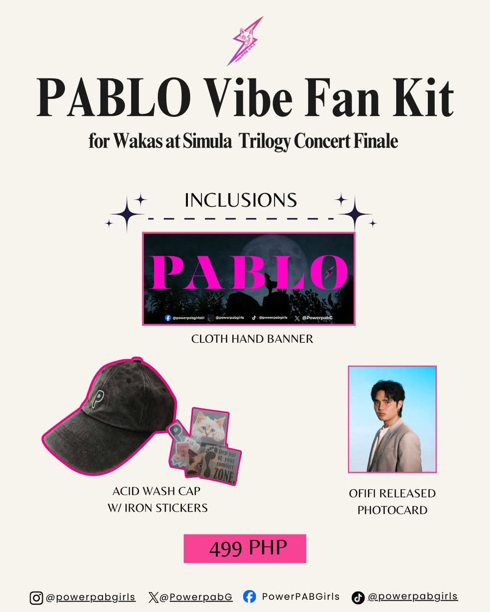 Ready for the Wakas at Simula concert? 👀
Our PABLO Vibe Fan Kit is now open for pre-orders!
📅 Mar 5 – Apr 5
⏰ Deadline: Apr 5, 9:14PM
🛒 forms.gle/QXHEXDY43Wys3E…
All proceeds support our fan project for Pablo at the WAKAS at SIMULA. 
#SB19 #SB19_PABLO #WakasAtSimulaTheFinale